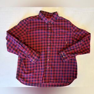 Eddie Bauer blue & red checkered long sleeve flannel shirt size XL